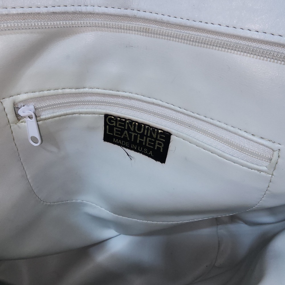 Vintage Striped Leather Shoulder Bag Multi Color Rainbow White Boho 90s USA - Picture 14 of 14